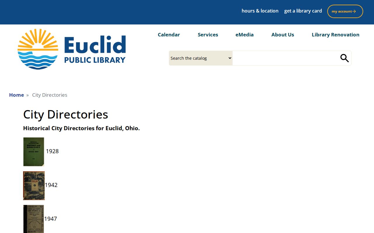 Euclid city directory collection at Euclid Public Library