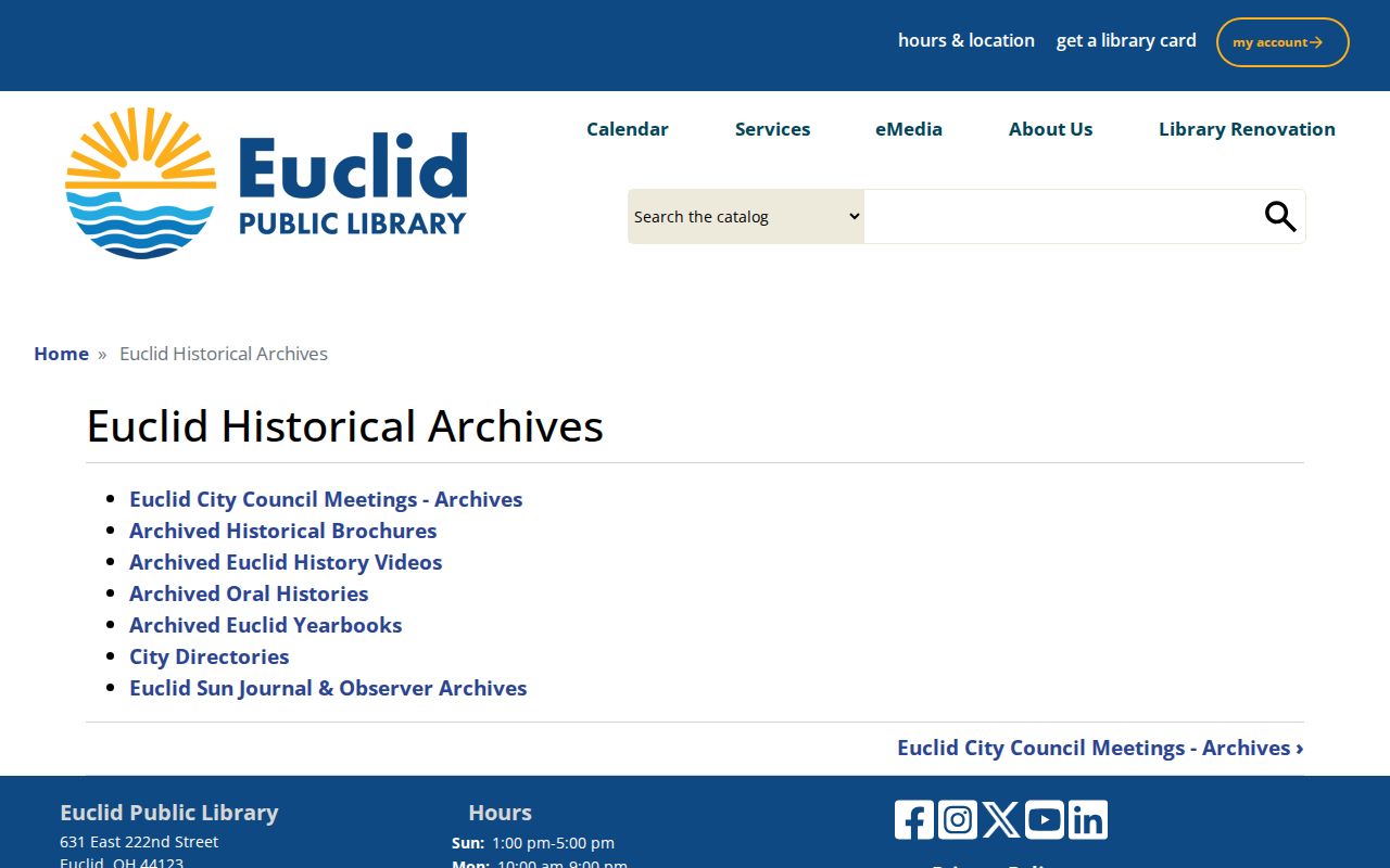 Euclid residents directory local history collection