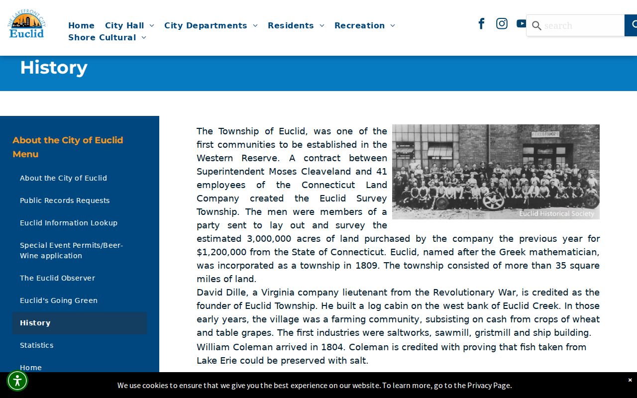 Euclid neighbors city neighborhood history screen