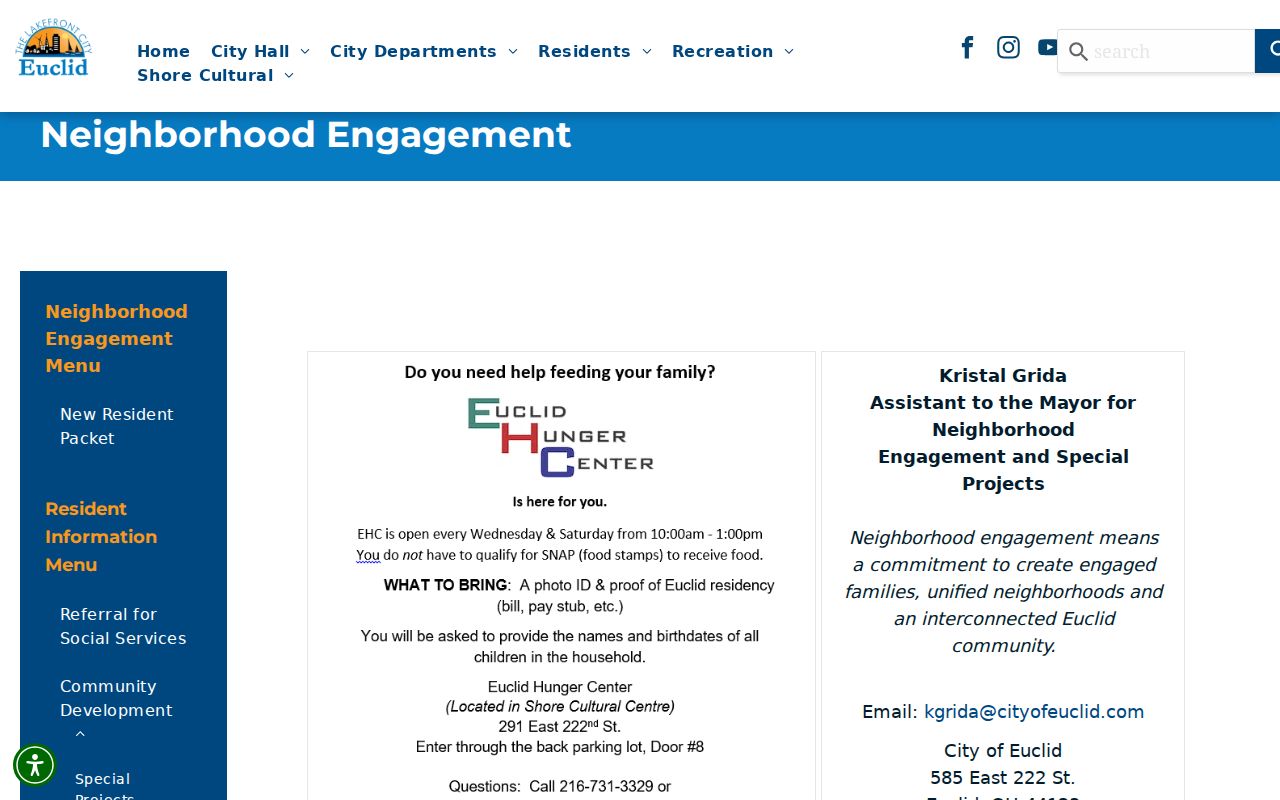 Euclid neighbors Neighborhood Engagement resources page