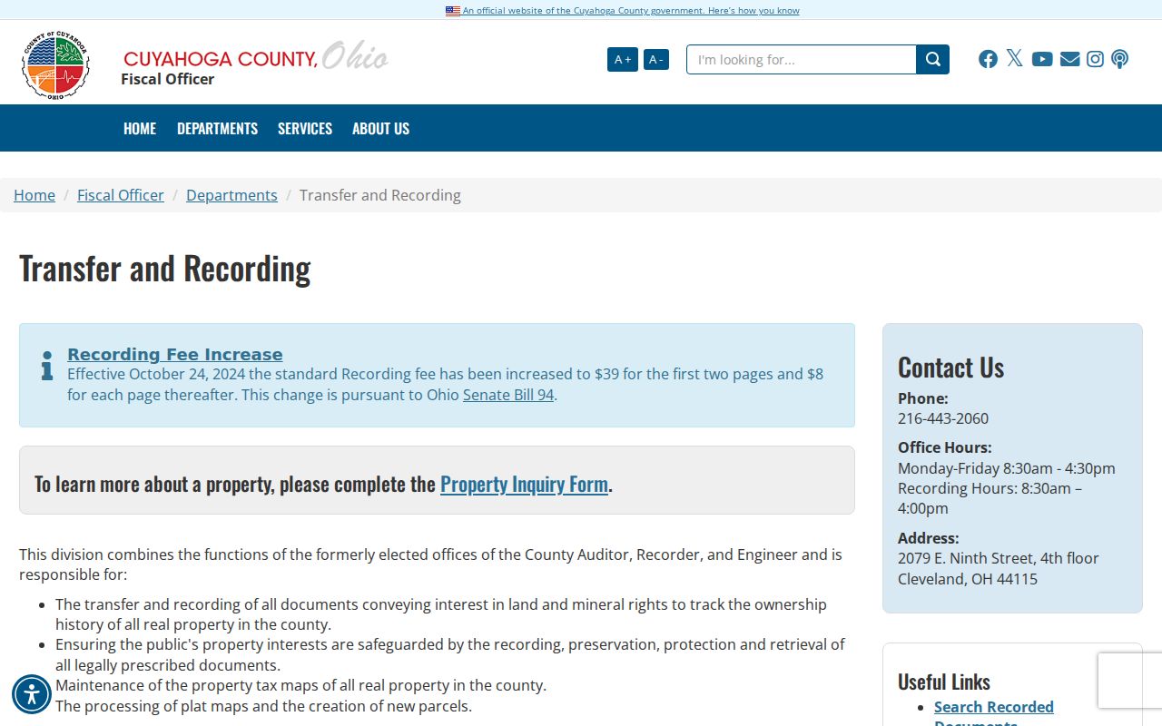 Euclid previous residents deed research at Transfer and Recording