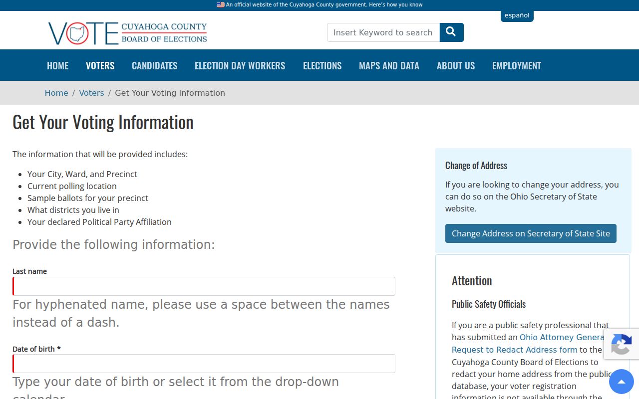 Euclid resident lookup Cuyahoga voter information search