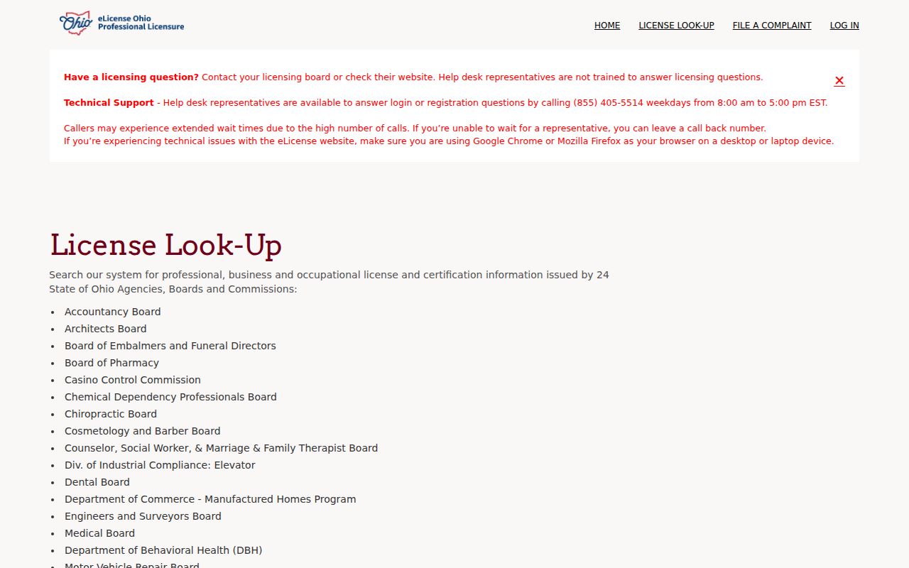 Euclid resident lookup Ohio professional license search