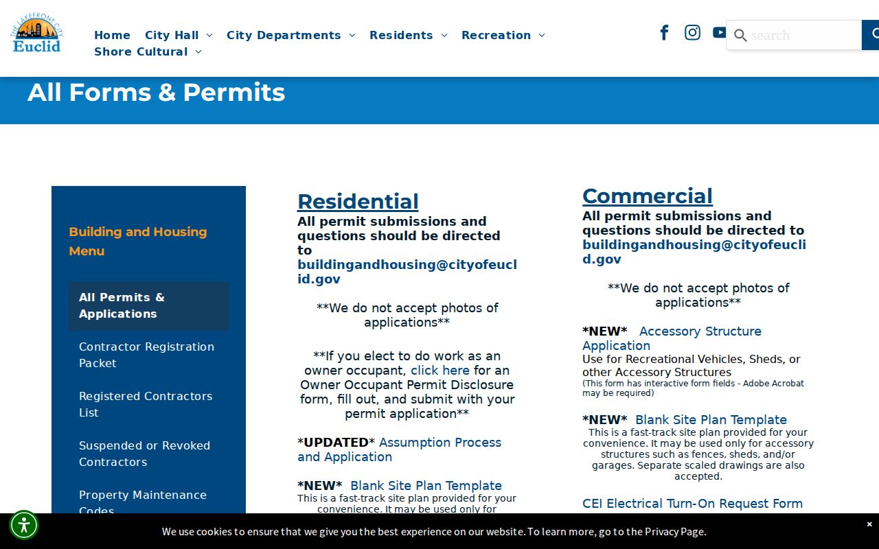 Euclid street directory permits and forms