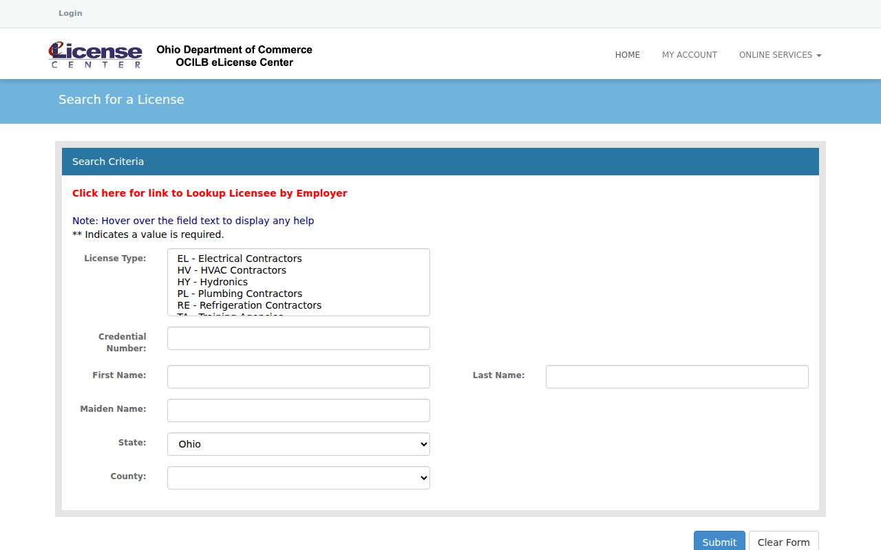 Euclid ZIP code directory Ohio license lookup page